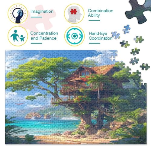 Riesiges Baumhaus Für Erwachsene Puzzles 1000 Teile Baumhäuser Educational Game Family Challenging Games Wohnkultur Geburtstag Stress Relief Toy 1000pcs (75x50cm) von quiltcover