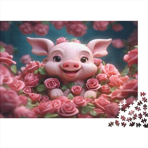 Rosa Schweinchen Erwachsene Puzzle 1000 Teile Rosen Lernspiel Geburtstag Moderne Wohnkultur Familie Challenging Games Entspannung Und Intelligenz 1000pcs (75x50cm) von quiltcover