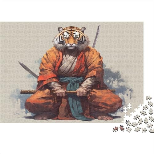 Samurai-Tiger Puzzles Erwachsene 1000 Teile Tier Geschicklichkeitsspiel Für Die Ganze Familie Lernspiel Wohnkultur Geburtstag Stress Relief 1000pcs (75x50cm) von quiltcover
