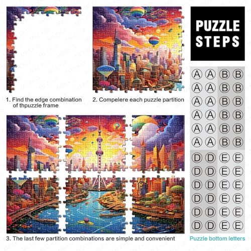 Schanghai Erwachsene Puzzles 1000 Teile Chinesische Städte Geburtstag Lernspiel Geschicklichkeitsspiel Für Die Ganze Familie Home Decor Stress Relief 1000pcs (75x50cm) von quiltcover