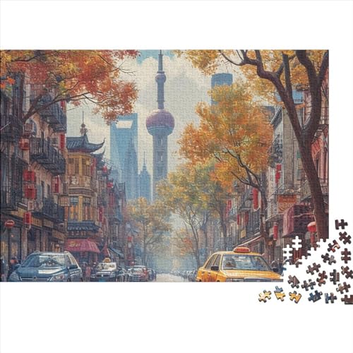 Schanghai Puzzle 1000 Teile Chinesische Städte Erwachsene Lernspiel Geburtstag Family Challenging Games Moderne Wohnkultur Stress Relief 1000pcs (75x50cm) von quiltcover