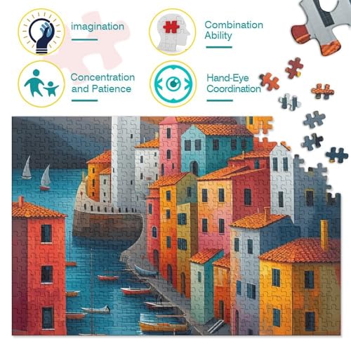 Schöne Stadt 300 Teile Ölgemälde Erwachsene Puzzles Home Decor Geburtstag Family Challenging Games Lernspiel Stress Relief Toy 300pcs (40x28cm) von quiltcover