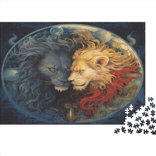 Schwarzer Löwe Puzzle 1000 Teile Weißer Löwe Erwachsene Familie Challenging Games Moderne Wohnkultur Lernspiel Geburtstag Stress Relief Toy 1000pcs (75x50cm) von quiltcover