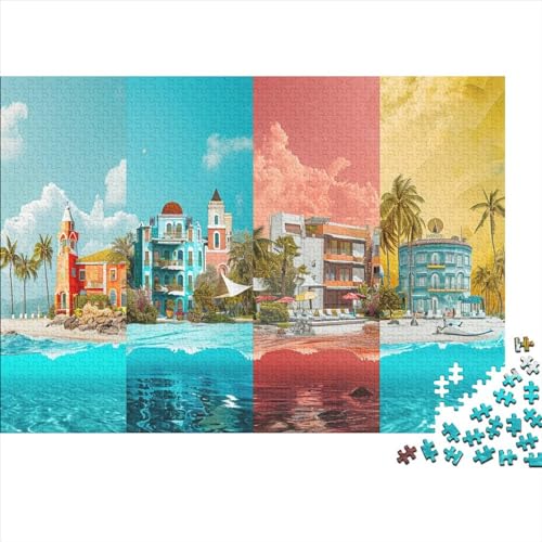 Stadt am Meer Puzzle 500 Teile Städte Erwachsene Family Challenging Games Moderne Wohnkultur Geburtstag Educational Game Stress Relief Toy 500pcs (52x38cm) von quiltcover