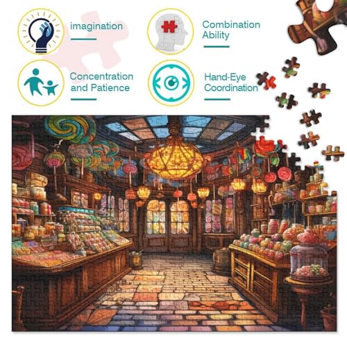 Süßigkeitenladen Puzzles 300 Teile Landschaften Erwachsene Wohnkultur Geschicklichkeitsspiel Für Die Ganze Familie Lernspiel Geburtstag Stress Relief 300pcs (40x28cm) von quiltcover