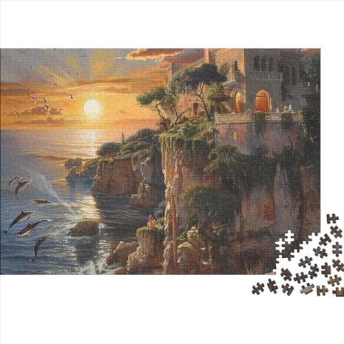 Villa Erwachsene Puzzles 1000 Teile Delfine Geburtstag Lernspiel Geschicklichkeitsspiel Für Die Ganze Familie Home Decor Stress Relief 1000pcs (75x50cm) von quiltcover