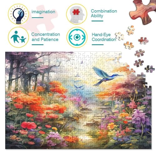 Vögel und Blumen 1000 Teile Landschaften Puzzles Erwachsene Lernspiel Wohnkultur Geburtstag Geschicklichkeitsspiel Für Die Ganze Familie Stress Relief 1000pcs (75x50cm) von quiltcover