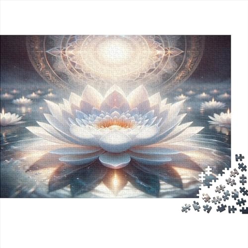 Weißer Lotus Puzzle Für Erwachsene 1000 Teile Lotus-Teich Geburtstag Educational Game Wohnkultur Familie Challenging Games Stress Relief 1000pcs (75x50cm) von quiltcover