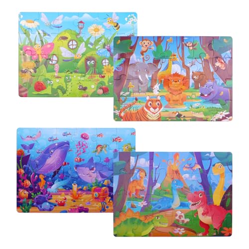 quiodok Kinderpuzzle 4 Bilds Tiere Puzzle Kinder 40 Teilen Tiere Kleinkinder Puzzles für Jungen und Mädchen Puzzle ab 3 4 5 Jahren (280 * 200mm) von quiodok