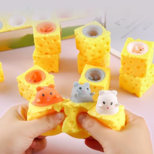 3 Stücke Käse Mäuse Tassen,Anti Stress Bälle,Anti Stress Spielzeug fufu Squishy,Antistress Spielzeug,stressball Kinder,Stressabbau Spielzeug,Geschenke unter 5 Euro Erwachsene （DREI zufällige Farben） von rackbone