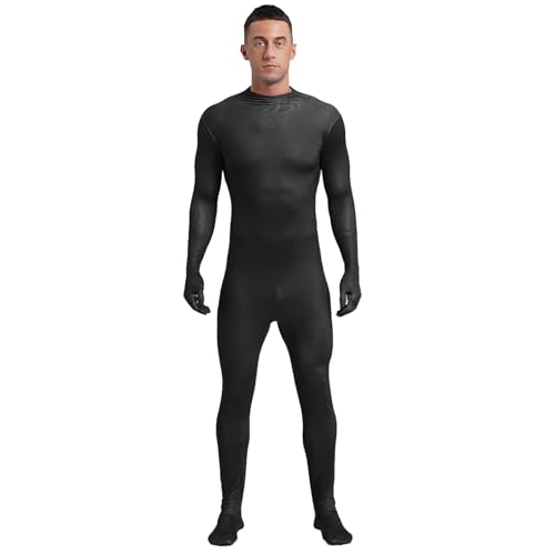 ranrann Herren Einteiler Bodysuit Overall Ganzkörperanzug Zentai Suit Gymnasatikanzug Sportbody Full Cover Body Stretch Schwarz 180/M von ranrann