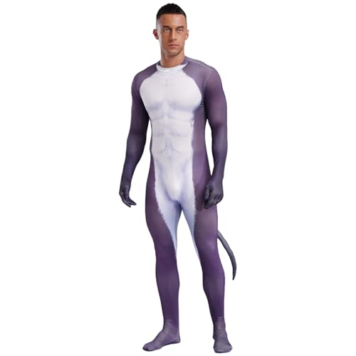 ranrann Tier Kostüm Herren Erwachsene Halloween Fasching Karneval Kostüm Einteiler Catsuit Overall 3D Druck Muster Rollenspiel Kostüm Esel 3XL von ranrann