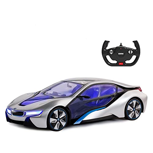 rastar BMW i8 ferngesteuertes Auto, 1/14 BMW i8 Concept RC Auto, vollständig transparent/Innenbeleuchtung - Silber von rastar