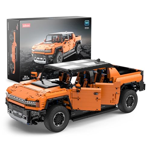 rastar 93610 Technik Offroad-Pickup Bausatz für GMC Hummer EV, 3751 Teile 1:10 Groß Technik Auto Klemmbausteine(Originalverpackung) (Statische Version) von rastar