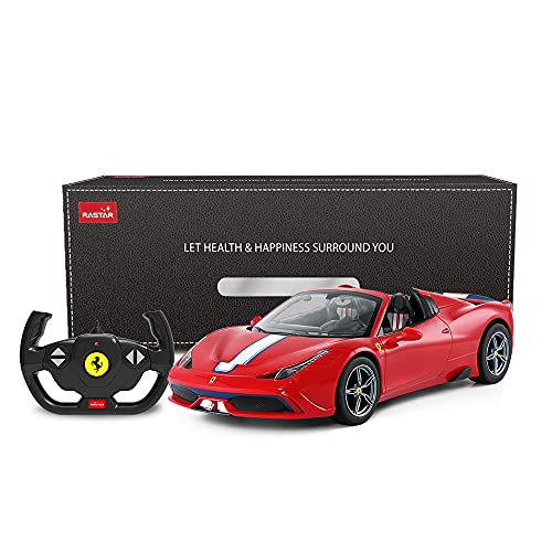 rastar Ferrari ferngesteuertes Auto, 1 : 14 Ferrari 458, Special A, rotes Spielzeugauto – Cabrio, automatisches Öffnen/Schließen von rastar