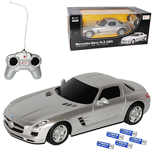 rastar Mercedes-Benz SLS AMG Coupe C197 2009-2014 Silber Sportwagen RC Funkauto - sofort startklar - mit Batterien - 1/24 Modell Auto mit individiuellem Wunschkennzeichen von rastar