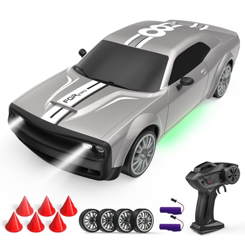 1:20 RC Auto 20km/h, 4 WD Ferngesteuertes Auto mit 2 Akku 2.4Ghz rc Drift car Mit 6 Hindernissen und 4 Ersatzreifen für Kinder ab 8 Jahre (Silber) von rc tech