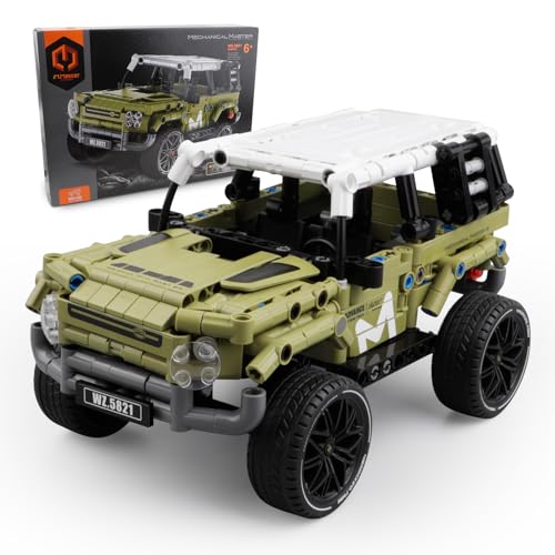 rc tech Technic Bausteine Jeep Bauspielzeugsets, Bausatz Auto, Spielzeugauto mit Rückziehmotor, Geländewagen Modell 474 Teil Klemmbausteine, Geschenk für Kinder ab 6 Jahren（Keine Fernbedienung） von rc tech