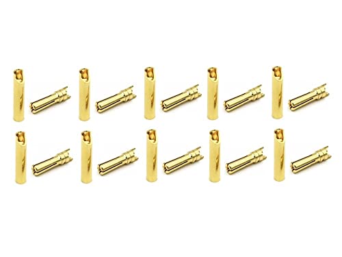 rcbay 10 Paar 4,0mm Goldkontaktstecker geschlitzt (19,50mm) + Buchsen (22,10mm) Goldkontakt Steckverbindungen Rc Modellbau Goldkontaktbuchsen von rcbay