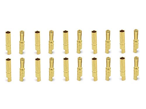 rcbay 10 Paar 4,5mm Goldkontaktstecker geschlitzt (24,50mm) + Buchsen (23,80mm) Goldkontakt Steckverbindungen Rc Modellbau Goldkontaktbuchsen von rcbay