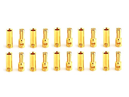 rcbay 10 Paar 5,0mm Goldkontaktstecker geschlitzt (18,50mm) + Buchsen (18,05mm) Goldkontakt Steckverbindungen Rc Modellbau Goldkontaktbuchsen von rcbay