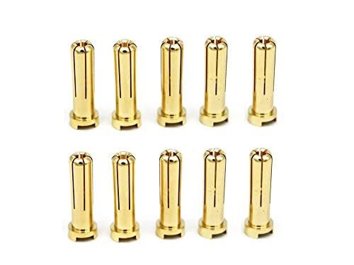 rcbay 10 Stück 5,0mm Goldkontaktstecker geschlitzt (18,20mm) gestiftet Goldkontakt Steckverbindungen Rc Modellbau Goldkontaktbuchsen von rcbay