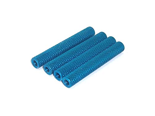 rcbay 4X Aluminium Spacer Distanzstück 35mm Abstandsbolzen M3 hellblau gerändelt Abstandshalter Alu Bolzen M3 Gewinde von rcbay