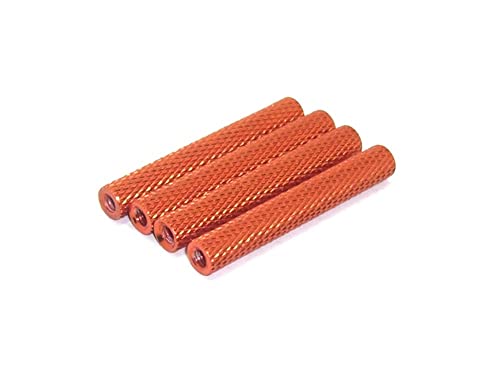 rcbay 4X Aluminium Spacer Distanzstück 35mm Abstandsbolzen M3 orange gerändelt Abstandshalter Alu Bolzen M3 Gewinde von rcbay