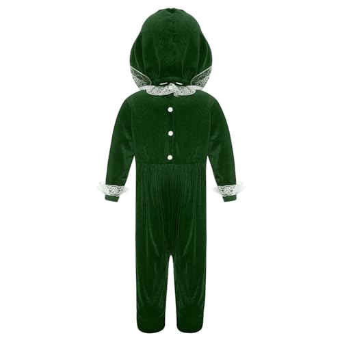 renvena Baby Weinhnachtsoutfit Jungen Mädchen Samt Strampler Overall mit Hut Baby Fotoshooting Weihnachten Mottoparty Outfit Grün 50-56 von renvena