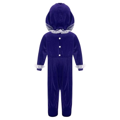 renvena Baby Weinhnachtsoutfit Jungen Mädchen Samt Strampler Overall mit Hut Baby Fotoshooting Weihnachten Mottoparty Outfit Königsblau 62-68 von renvena