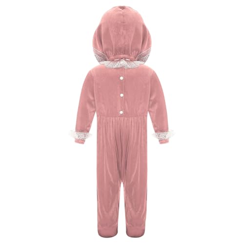 renvena Baby Weinhnachtsoutfit Jungen Mädchen Samt Strampler Overall mit Hut Baby Fotoshooting Weihnachten Mottoparty Outfit Rosa 50-56 von renvena