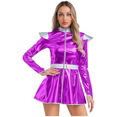 renvena Damen Alien Kostüm Space Girl Cosplay Outfit Langarm Minikleid Metallic Kleider Shiny Mottoparty Fasching Karneval Kostüm Violett L renvena Damen Alien Kostüm Space Girl Cosplay Outfit Langarm Minikleid Metallic Kleider Shiny Mottoparty Fasching Karneval Kostüm Violett L von renvena