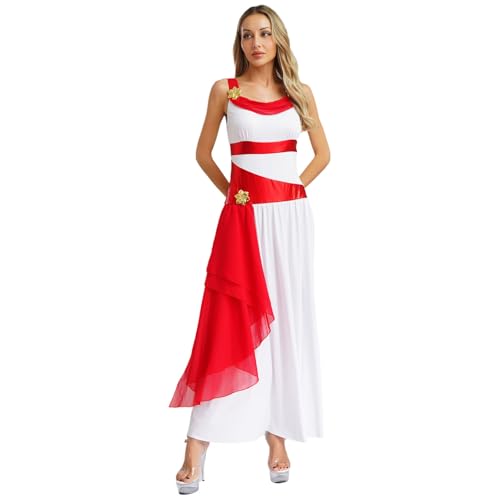 renvena Damen Römische Göttin Königin Kostüm Kleid Lange Ärmellos Toga Maxikleid Rollenspiel Karneval Fasching Kostüm Weiß&Rot S renvena Damen Römische Göttin Königin Kostüm Kleid Lange Ärmellos Toga Maxikleid Rollenspiel Karneval Fasching Kostüm Weiß&Rot S von renvena