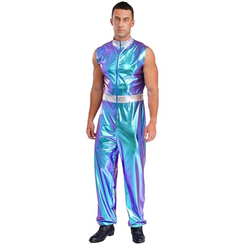 renvena Herren Glänzend Overall Jumpsuit Ärmellos Einteiler Raumfahrer Anzug Astronaut Weltraumfahrer Kostüm Halloween Karneval Kostüm Blau M renvena Herren Glänzend Overall Jumpsuit Ärmellos Einteiler Raumfahrer Anzug Astronaut Weltraumfahrer Kostüm Halloween Karneval Kostüm Blau M von renvena