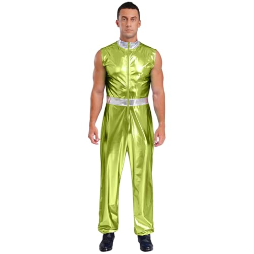 renvena Herren Glänzend Overall Jumpsuit Ärmellos Einteiler Raumfahrer Anzug Astronaut Weltraumfahrer Kostüm Halloween Karneval Kostüm Fluoreszierendes Grün XL renvena Herren Glänzend Overall Jumpsuit Ärmellos Einteiler Raumfahrer Anzug Astronaut Weltraumfahrer Kostüm Halloween Karneval Kostüm Fluoreszierendes Grün XL von renvena