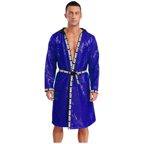 renvena Herren Glitzer Boxer Mantel Kimono Boxing Robe mit Kapuze Pailletten Jacke Bademantel Muay Thai Kickboxer Training Outfit Königsblau 3XL renvena Herren Glitzer Boxer Mantel Kimono Boxing Robe mit Kapuze Pailletten Jacke Bademantel Muay Thai Kickboxer Training Outfit Königsblau 3XL von renvena