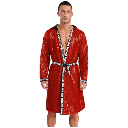 renvena Herren Glitzer Boxer Mantel Kimono Boxing Robe mit Kapuze Pailletten Jacke Bademantel Muay Thai Kickboxer Training Outfit Rot L renvena Herren Glitzer Boxer Mantel Kimono Boxing Robe mit Kapuze Pailletten Jacke Bademantel Muay Thai Kickboxer Training Outfit Rot L von renvena