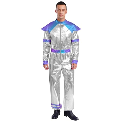 renvena Herren Raumfahrer Kostüm Astronauten Rollenspiel Glänzend Overall Jumpsuit Ganzanzug Fasching Halloween Cosplay Outfit Silber XXL renvena Herren Raumfahrer Kostüm Astronauten Rollenspiel Glänzend Overall Jumpsuit Ganzanzug Fasching Halloween Cosplay Outfit Silber XXL von renvena
