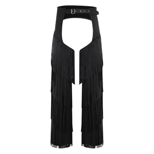renvena Herren Vintage Cowboy Kostüm Hose Lang Chaps Überhosen mit Quasten Fransen Western Reiter Kostüm Mottoparty Karneval Schwarz XL renvena Herren Vintage Cowboy Kostüm Hose Lang Chaps Überhosen mit Quasten Fransen Western Reiter Kostüm Mottoparty Karneval Schwarz XL von renvena