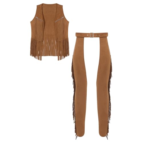 renvena Herren Vintage Western Kostüm Wildleder Weste Ärmellos Jacke Cowboyhose Chaps mit Frasnen Mottoparty Fasching Kostüm Braun M renvena Herren Vintage Western Kostüm Wildleder Weste Ärmellos Jacke Cowboyhose Chaps mit Frasnen Mottoparty Fasching Kostüm Braun M von renvena