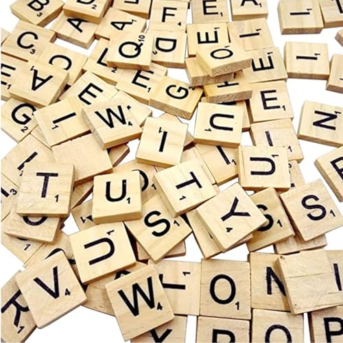 rflaueo Scrabble-Buchstaben zum Basteln, Scrabble-Buchstaben aus Holz, Scrabble-Buchstaben (U237-500), 500 Stück von rflaueo