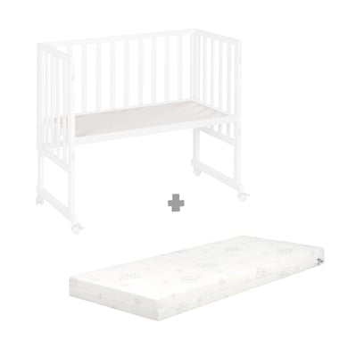 roba Stuben- und Beistellbett safe asleep® 3 in 1 weiß + Matratze von roba