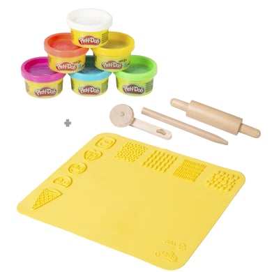 roba x Play-Doh Spielset - 3D-Kreativmatte, Holzwerkzeuge, 6 Knetdosen von roba