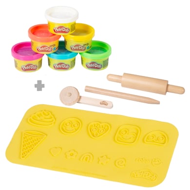 roba x Play-Doh Starterset - 3D-Kreativmatte, Holzwerkzeuge, 6 Knetdosen von roba