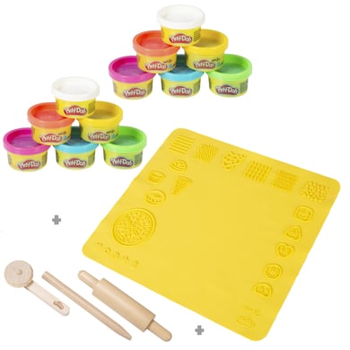 roba x Play-Doh Starterset - 3D-Kreativmatte, Holzwerkzeuge, 6 Knetdosen von roba