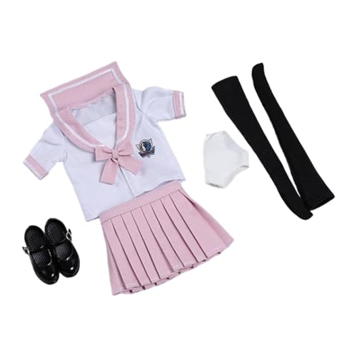 rockible 1/6 Schuluniform-Set Action-Figur-Kleidung Kurzarm-Set Schwarze Socken Stilvolles Kostüm-Outfit für 12-Zoll-weibliche Figuren, ROSA von rockible