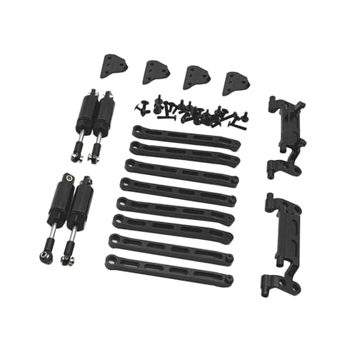 rockible 1:12 RC Auto Metall Upgrade Kits Stoßdämpfer Spurstangen vorne und hinten Spurstangensitz für MN78, Schwarz von rockible