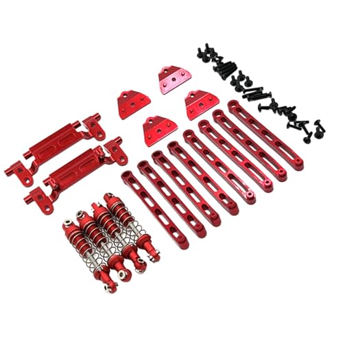 rockible 1:12 RC Auto Metall Upgrade Kits Stoßdämpfer Vorne und Hinten Spurstange Basis für MN78 RC Hobby Auto, Rot von rockible