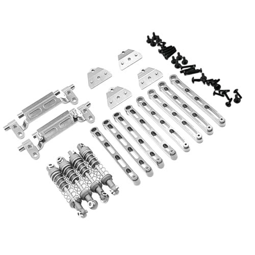 rockible 1:12 RC Auto Metall Upgrade Kits Stoßdämpfer Vorne und Hinten Spurstange Basis für MN78 RC Hobby Auto, Silber von rockible