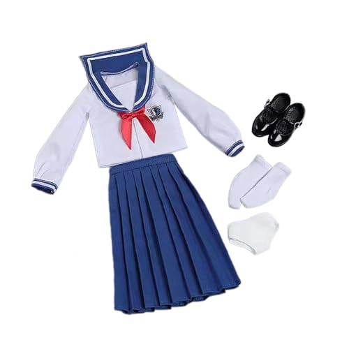 rockible 1:6 Mädchen Uniform Anzug Outfit Langarm Set Unterwäsche Stilvolle Action Figur Kleidung für 12'' Weibliche Puppen Figur Körper, BLAU von rockible